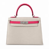 Hermès Kelly II 25cm Milkshake × Rouge Vif Color Matching Epsom Calf Leather Palladium Hardware