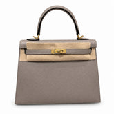 Hermès Kelly Sellier 25 Gris Asphalte Epsom Calf Leather Gold Hardware