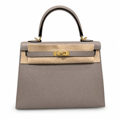 Hermès Kelly Sellier 25 Gris Asphalte Epsom Calf Leather Gold Hardware