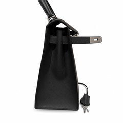 Hermès Kelly Sellier 32 Noir Epsom Calf Leather Palladium Hardware