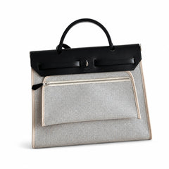 Hermès Herbag Zip 31 Berline Ecru Toile Quadrille / Noir Vache Calf Leather Palladium Hardware