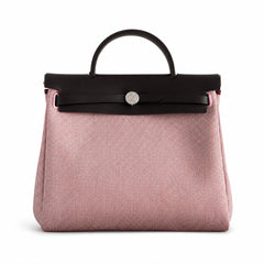 Hermès Herbag Zip 31 Rose Sakura Mini Grid Toile H / Noir Vache Hunter Leather Palladium Hardware