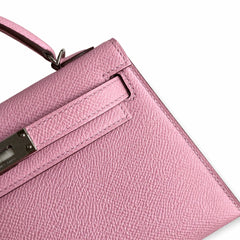 Hermès Mini Kelly II 19cm Mauve Sylvestre Epsom Calf Leather Palladium Hardware