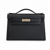Kelly Pochette 22 Veau Epsom, Noir, Gold Hardware