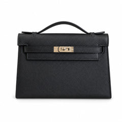 Kelly Pochette 22 Veau Epsom, Noir, Gold Hardware