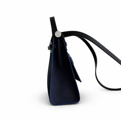 Hermès Herbag Zip 31 Navy Canvas & Black Calf Leather Palladium Hardware