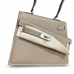 Hermès Kelly Desordre Sellier 20cm Etoupe Epsom Calf Leather Palladium Hardware