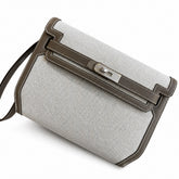 Hermès Kelly Dépêches 25 Ecru Toile Militaire / Etoupe Swift Calf Leather Palladium Hardware
