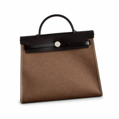 Hermès Herbag 31 Brown Suede & Black Calf Leather Palladium Hardware