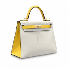 Hermès Kelly II 28cm Bleu Pale × Jaune Ambre Color Matching Epsom Calf Leather Gold Hardware