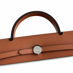 Hermès Herbag Zip 31 Écru Plain Toile H / Fauve Vache Hunter Leather Palladium Hardware