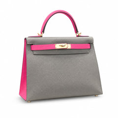 Hermès Kelly II 28cm Bleu Pale × Jaune Ambre Color Matching Epsom Calf Leather Gold Hardware