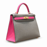 Hermès Kelly II 28cm Bleu Pale × Jaune Ambre Color Matching Epsom Calf Leather Gold Hardware