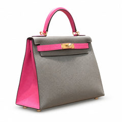 Hermès Kelly II 28cm Bleu Pale × Jaune Ambre Color Matching Epsom Calf Leather Gold Hardware
