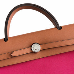 Hermès Herbag 31 Fuchsia Canvas & Caramel Calf Leather Palladium Hardware