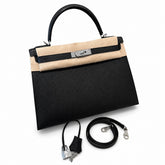 Hermès Kelly Sellier 32cm Noir Epsom Calf Leather Palladium Hardware