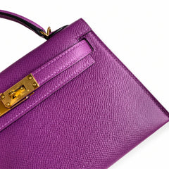 Hermès Kelly Sellier 19 Anémone Epsom Gold Hardware