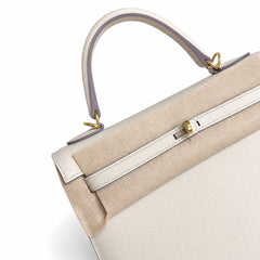 Hermès Kelly Sellier 25 Craie Epsom Calf Leather Gold Hardware