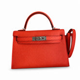 Hermès Kelly Sellier 19 Rouge Casaque Epsom Palladium Hardware