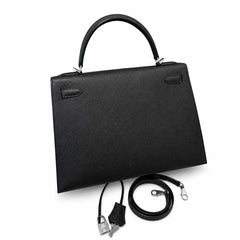 Hermès Kelly Sellier 32cm Noir Epsom Calf Leather Palladium Hardware