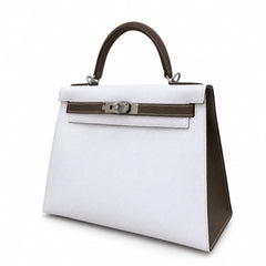 Hermès Kelly II 25cm Craie × Etoupe Color Matching Epsom Calf Leather Palladium Hardware