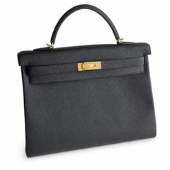 Hermès Kelly Sellier 28 Noir Togo Calf Leather Gold Hardware