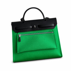 Hermès Herbag Zip 31 Green Canvas & Black Calf Leather Palladium Hardware Handbag