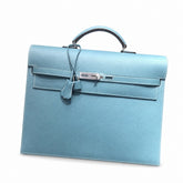Hermès Kelly Briefcase 38cm Bleu Jean Epsom Calf Leather Palladium Hardware