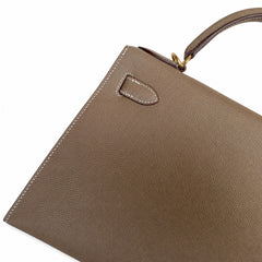 Hermès Kelly Sellier 28cm Etoupe Epsom Calf Leather Gold Hardware