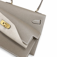 Hermès Kelly Desordre Sellier 20cm Etoupe Epsom Calf Leather Gold Hardware