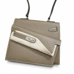 Hermès Kelly Desordre Sellier 20cm Etoupe Epsom Calf Leather Palladium Hardware