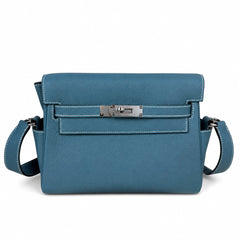 Kelly Messenger PM 27 Veau Togo, Bleu Jean, Palladium Hardware