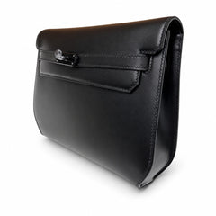 Hermès Kelly Dépêches 25 Noir Box Calf Leather Matte Black Metal Hardware