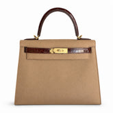 Hermès Kelly Sellier 28cm Epsom Calf Leather & Honey Brown Crocodile Gold Hardware