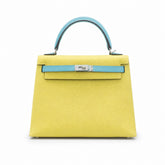 Hermès Kelly II 28cm Soufre × Blue Atoll Color Matching Epsom Calf Leather Palladium Hardware