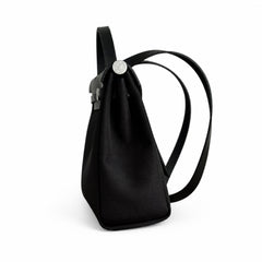 Hermès Herbag Zip 31 Noir Plain Toile H / Noir Vache Hunter Leather Palladium Hardware