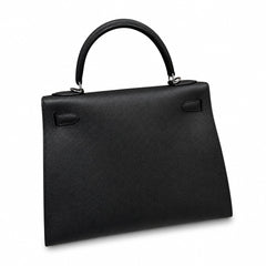 Hermès Kelly Sellier 32 Noir Epsom Calf Leather Palladium Hardware