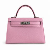 Hermès Mini Kelly II 19cm Mauve Sylvestre Epsom Calf Leather Palladium Hardware