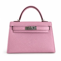 Hermès Mini Kelly II 19cm Mauve Sylvestre Epsom Calf Leather Palladium Hardware