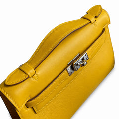 Hermès Kelly Pochette 22 9D Amber Yellow Swift Palladium Hardware