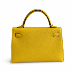 Hermès Kelly Sellier 19 Jaune Naples Epsom Gold Hardware