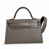 Hermès Kelly Sellier 19 Gris Etain Epsom Palladium Hardware