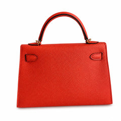 Hermès Kelly Sellier 19 Vermillon Epsom Calf Leather Gold Hardware