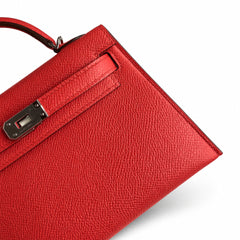 Hermès Kelly Sellier 19 Rouge Casaque Epsom Palladium Hardware