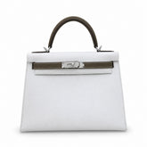 Hermès Kelly II 25cm Craie × Etoupe Color Matching Epsom Calf Leather Palladium Hardware