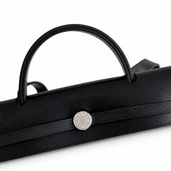 Hermès Herbag Zip 31 Beige Sable Plain Toile H / Noir Vache Hunter Leather Palladium Hardware