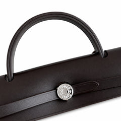 Hermès Herbag 31 Brown Suede & Black Calf Leather Palladium Hardware