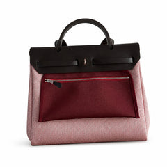 Hermès Herbag Zip 31 Rose Sakura Mini Grid Toile H / Noir Vache Hunter Leather Palladium Hardware