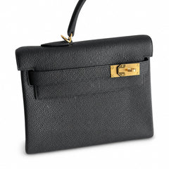 Hermès Kelly Sellier 28 Noir Togo Calf Leather Gold Hardware