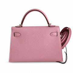 Hermès Mini Kelly II 19cm Mauve Sylvestre Epsom Calf Leather Palladium Hardware